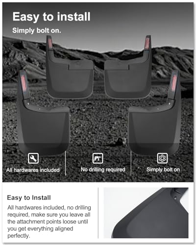 Image of Kiwi Master Mud Flaps for 2015-2020 Ford F-150 (Without Fender Flares), Heavy Duty Mud Guards, Front & Rear Splash Guards, No Drill, 4 Pcs Set