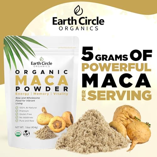 image for Earth Circle Organics Yellow Maca Root Powder, Natural Superfood, Help