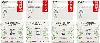 RADIUS Green Tea Jasmine Silk Dental Floss 33 Yards Plastic-Free Packaging Oral Care Boost Total Tooth Gum Protection Clear - Pack of 4