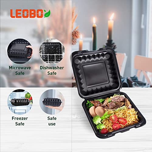 Leobox Take Out Containers, 55 Pack To Go Containers Reusable 8 Inch 34 Oz Bpa Free Black Food Containers #TOP1