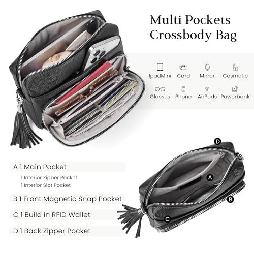 befen Genuine Leather Crossbody Purses for Women Small Crossbody Bags Purse with Built in RFID Blocking Wallet4