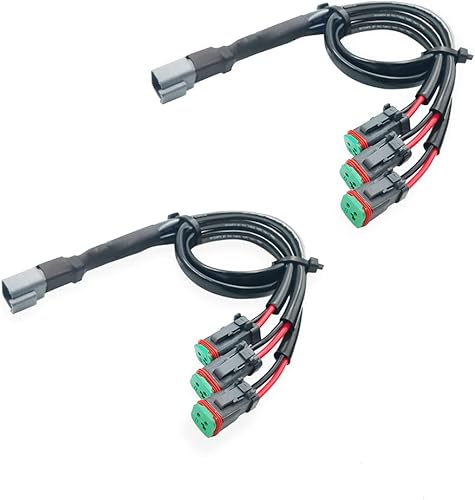 BAR AUTOTECH Cables 3 en 1, salidas Deutsch DT DTM, conectores hembra, adaptadores de enchufe compatibles para lámpara de araña de trabajo LED,