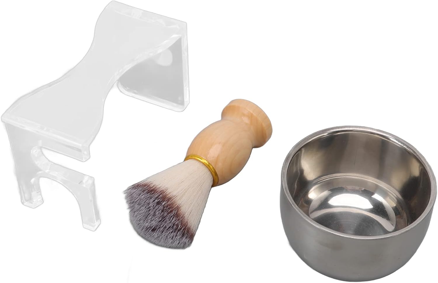 Men Shaving Brush Set 3 PCS Premium Acrylic Shave Brush Holder Bubble Bowl Kit with Nylon for Wet Shaving Enthusiasts Gift for Father Husband Boyfriend