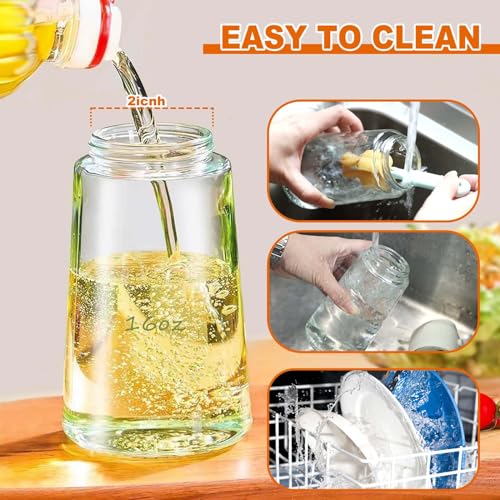 Image of Oliver Oil Sprayer Dispenser for Cooking Bottle 16oz Dark Glass Yellow | 2-in-1 Lightproof Borosilicate Glass Oil Bottle, Wide Mouth for Easy Refill Clean