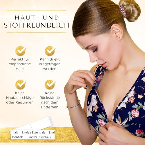 Linda's Essentials Fashion Tape doppelseitiges Klebeband für Körper und Kleidung, transparentes Body Tape, geeignet für alle Stoffarten und empfindliche Haut, 50 Stück selbstklebend mit starkem Halt
