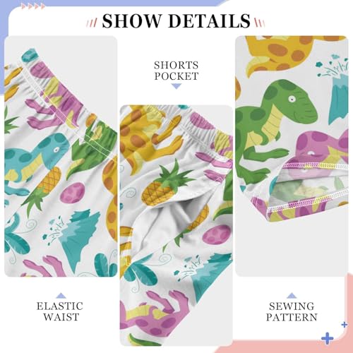 ZZXXB Dinosaur Pineapple Boys Long Pants Soft Trousers Elastic Waist Kids Lounge Bottoms with Pockets S-XL4