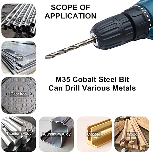 Gonnely M35 Cobalt Drill Bit Set, 13Pcs Twisted Drill Bits Set, 135 Degree Cutting - Image 3