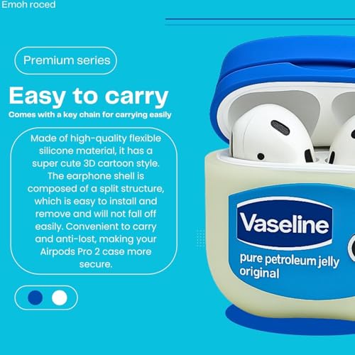 Image of Emoh Roced Case for AirPodS 4 (2024) with Keychain (ANC), Cute Cartoon Shockproof Protective Cover Compatible with Apple AirPods 4th Generation 2024 for Women and Boys (VASELINEE)