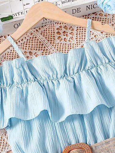 WDIRARA Girl's Cold Shoulder Ruffle Trim Short Sleeve Belted Flared A Line Dress3