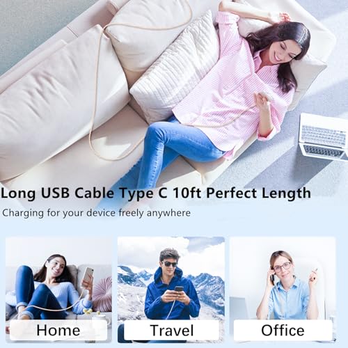 Image of USB C to C Charger Cable 10ft, 60W Type C to C Fast Charging Cable Cord Long for Apple iPhone 17 Pro Max /17 Air /16 Pro Max /16 Pro /15 Plus /15 Pro Max /MacBook 2021 /2020 /2019,iPad Pro /Mini /Samsung Galaxy