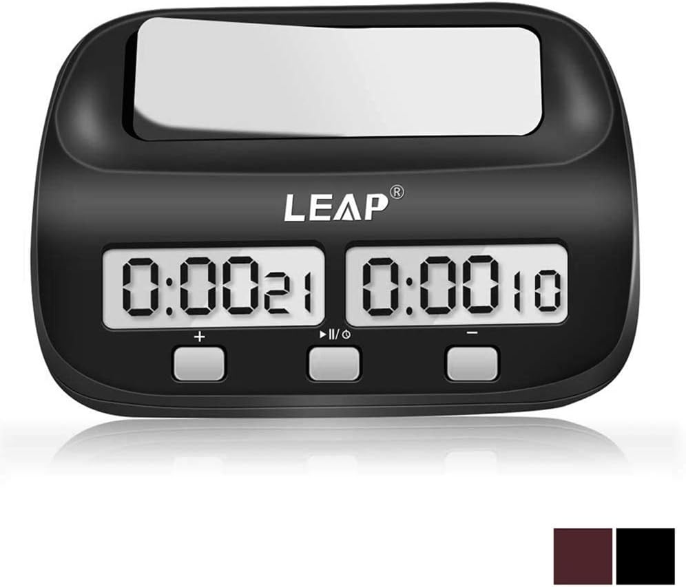 LEAP Chess Clock Digital Chess Timer Professional for Board Games Timer with Alarm Function (Official Store) Black
