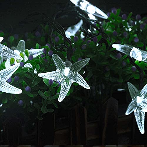 Wonfast Solar Starfish String Lights, Waterproof 23Ft 50Led Starfish Solar Powered Fairy String Lights 8 Mode For Outdoor Indoor Garden Home Wedding Party Christmas Lighting Decorations (White) #TOP5
