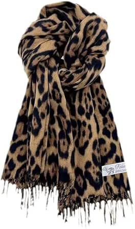 Leopard Druck Schal für Frauen lange Wrap Schal Leopard Muster große Tierdruck Schals Wrap Tassel Schals 180 * 30