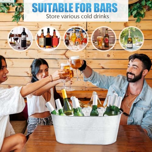 OBTANIM 4 Pack 4 Gallon Galvanized Ice Buckets Metal Champagne Drink Cooler Storage Ice Tub with Carry Handles for Beer Cocktails Wine Beverage Home Parties Bar Cooling Supplies - Thumbnail 7