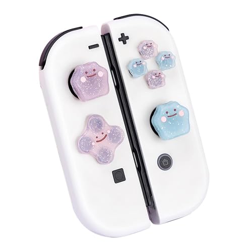 PERFECTSIGHT Switch Silicone Joy Con Thumb Grip Button Caps, Joystick Cover Compatible with Nintendo Switch/OLED/Switch Lite,4PCS (Glitter Monster)