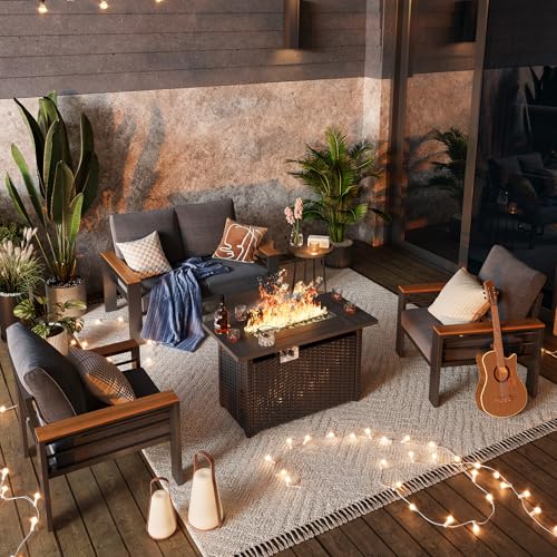 Image of Aoxun Patio Furniture Set, 2 Piece Aluminum Patio Sets with 5 inch Thicken & Washable Cushion, Waterproof Outdoor Furniture with Coffee Table, Outdoor Couch Sectional for Backyard, Porch and Garden
