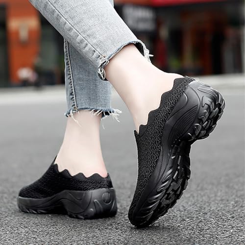 Women's Slip On Sneakers Walking Shoes,Summer Backless Breathable Platform Clog Slippers with Arch Support Lightweight Non-Slip Walking Shoes4