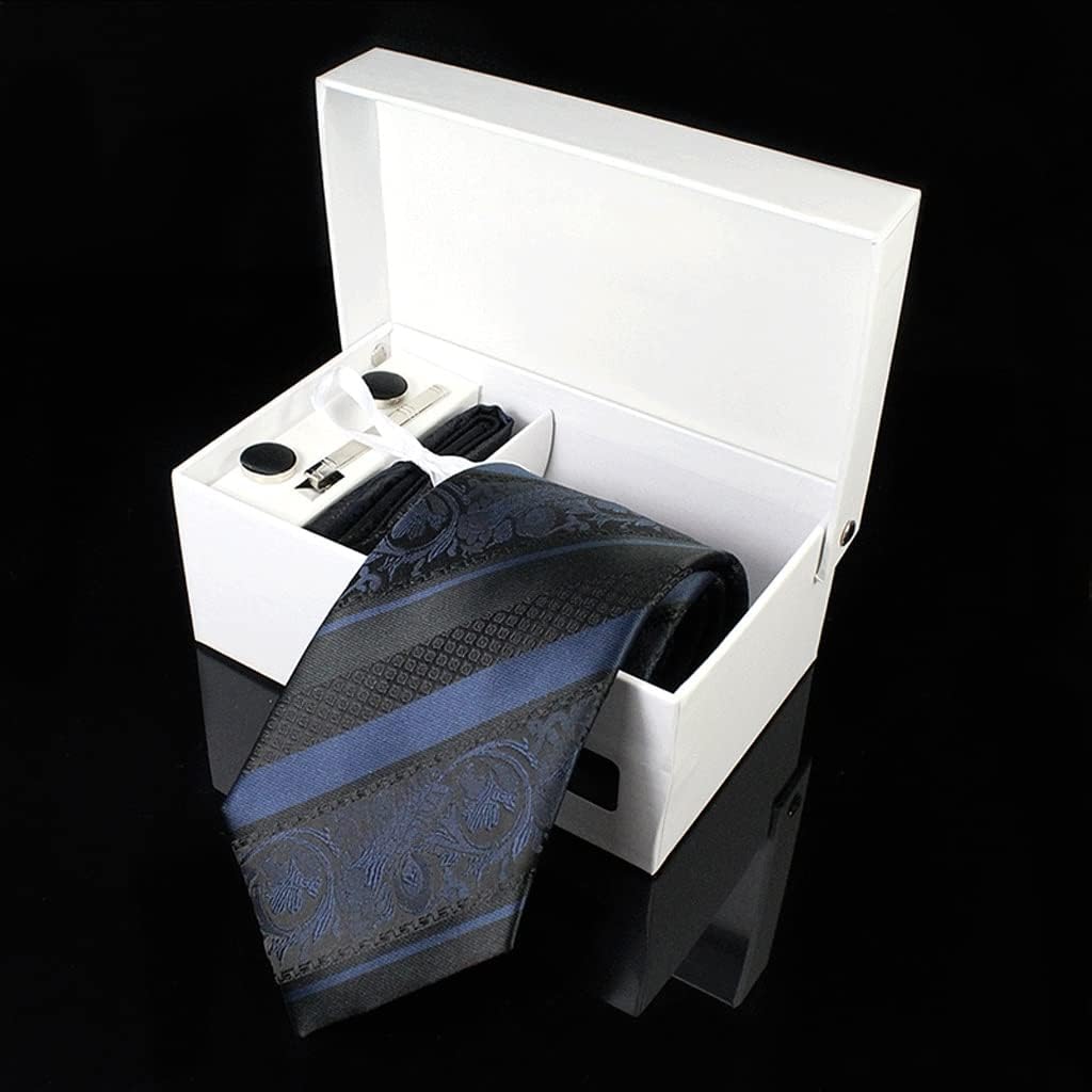 YMGSCC(君を愛してる) 男性のためのペイズリーシルクジャカード織ネクタイハンカチカフス &amp; クリップギフトボックスセッ