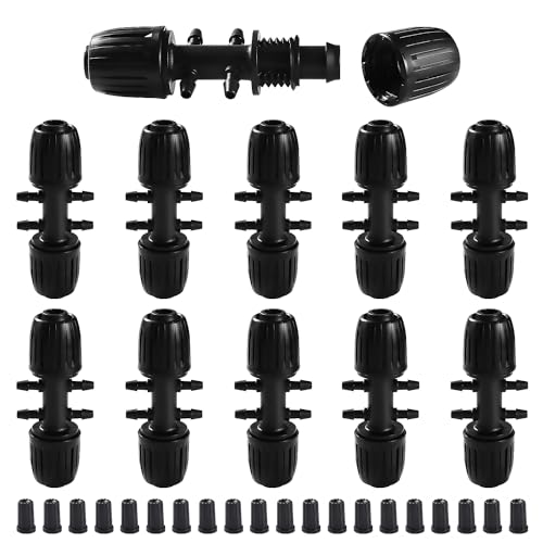 VooGenzek 10 PCS Barbed Tee Connector for Drip Irrigation 6-Way Anti-Drop 13/16 mm to 4/7 mm Irrigation Tube Fitting