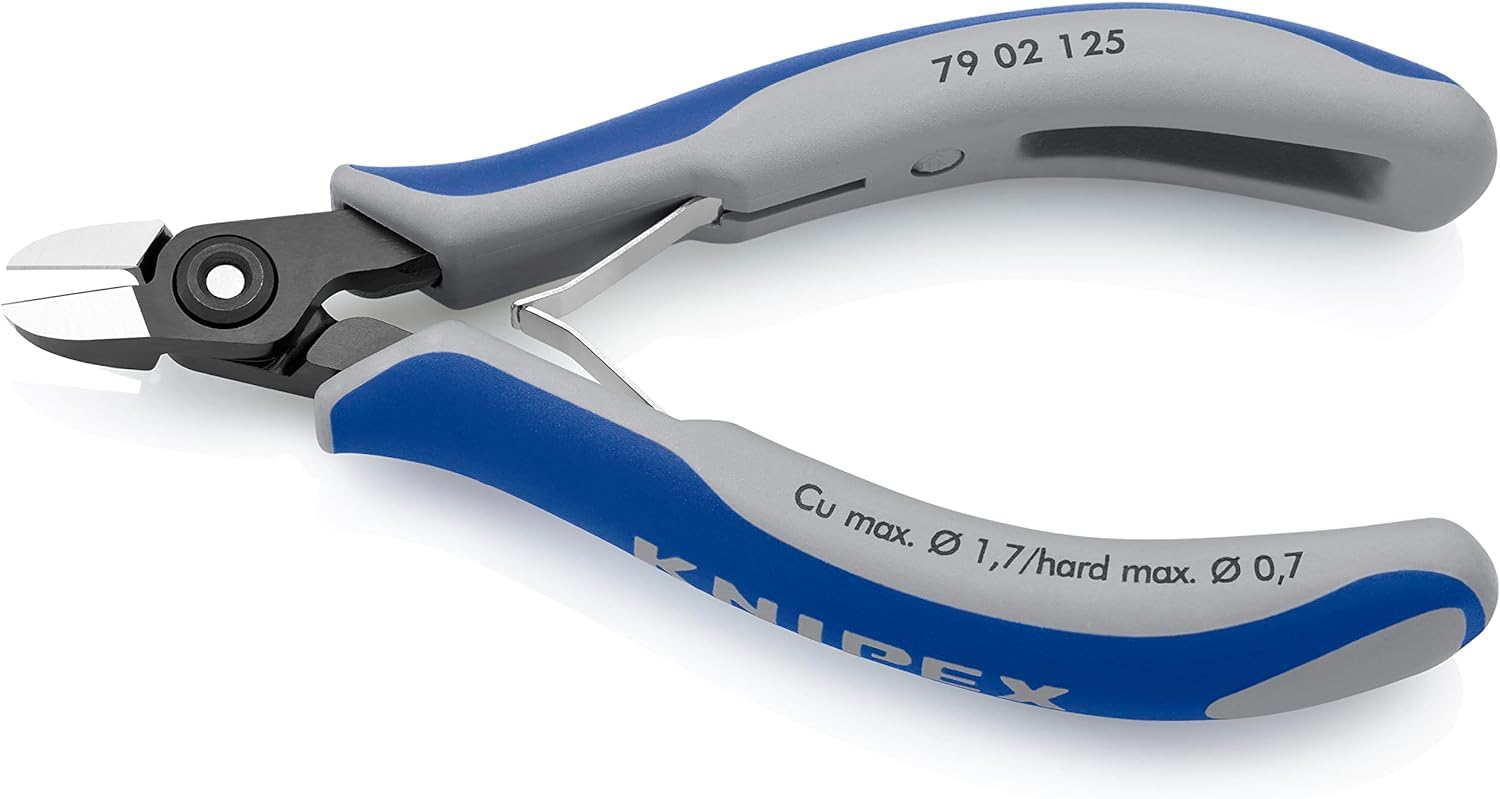 Knipex Pince coupante de côté pour l’électronique de précision avec poignées multimatières 125 mm, 79 02 125
