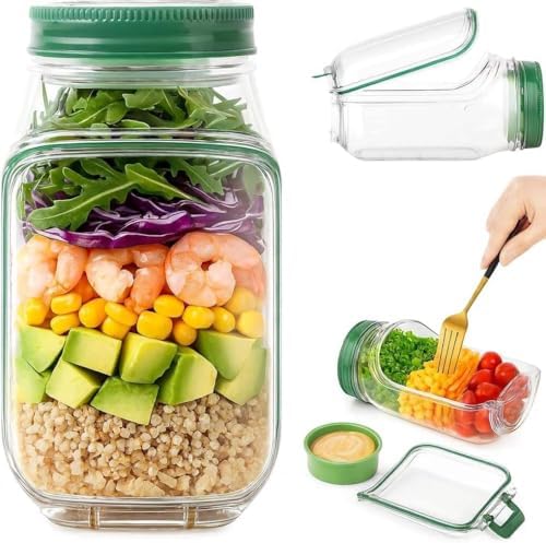 The Original Salad Pod,Original Mason Jar Side Open, Mason Jar, J...