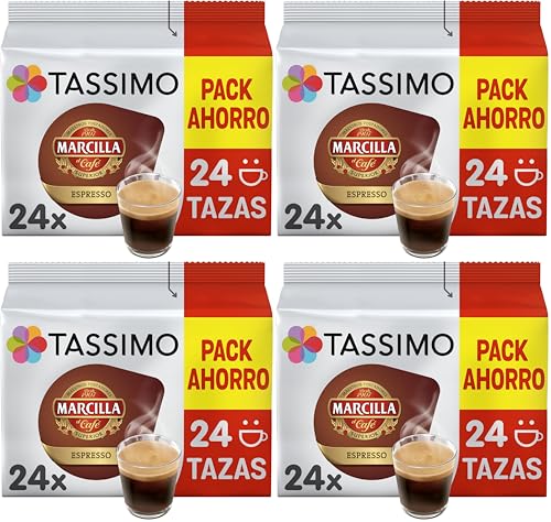 Tassimo Cápsulas de Café Marcilla Espresso | 24 Cápsulas Compatibles con Cafetera Tassimo (Paquete de 4)