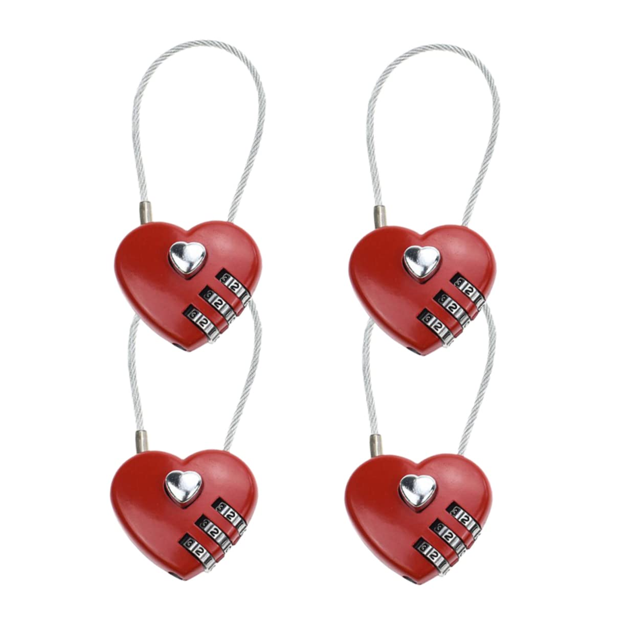 Mikikit 3 Set Più Forte Texture Bagagli Combinazione Lucchetto Password Valigia Serrature Accessori Da Viaggio Facile Da Sbloccare Rosso 4 Pezzi * 3