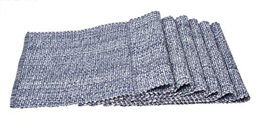 Urban Villa Placemats For Dining Table 100% Cotton Placemats 14''X20'' Over Sized Tablemats Set Of 6 Placemats Blue/White Two Tone Tablemats For Family Dinners Wedding Parties Everyday Use Placemats #TOP1