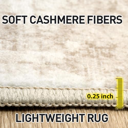 9x12 Area Rugs Washable Rug: Modern Abstract Living Room Rug Soft Anti-Skid Thin Carpet Indoor Floor Non-Shedding Carpets for Bedroom Dining Room Farmhouse Nursery Home Office Beige Grey