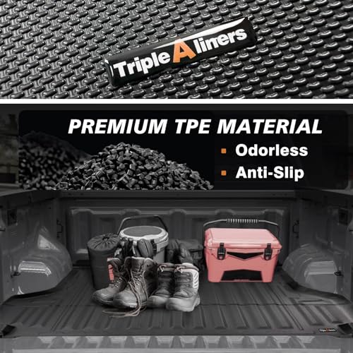 Image of TripleAliners Truck Mat Compatible with 2024-2026 Ford Ranger 5FT Accessories, Truck Bed Mat Heavy Duty Custom Fit All Weather Protection TPE Pickup Liner