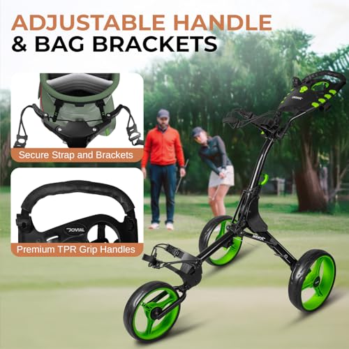Image of JOVIAL Foldable 3 Wheel Junior Golf Push Pull Cart with Aluminum Frame