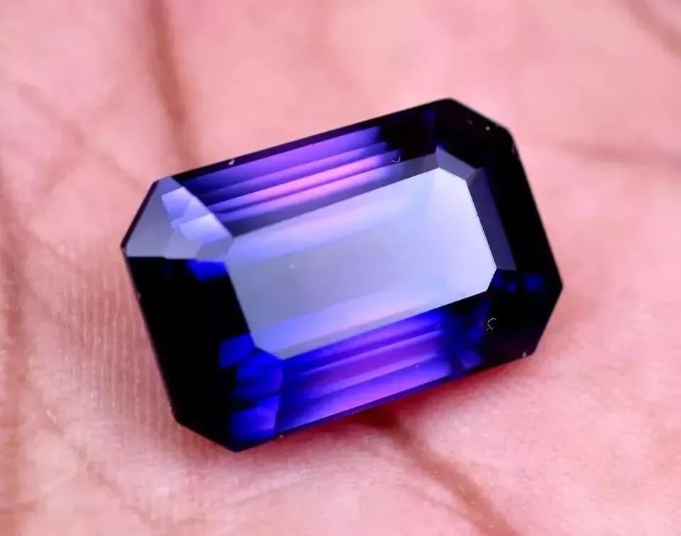 Natural 8.00 Ct Purple Blue Sapphire Certified Emerald Cut Loose Gemstone Collectible Gems Stone For Making Jewelry