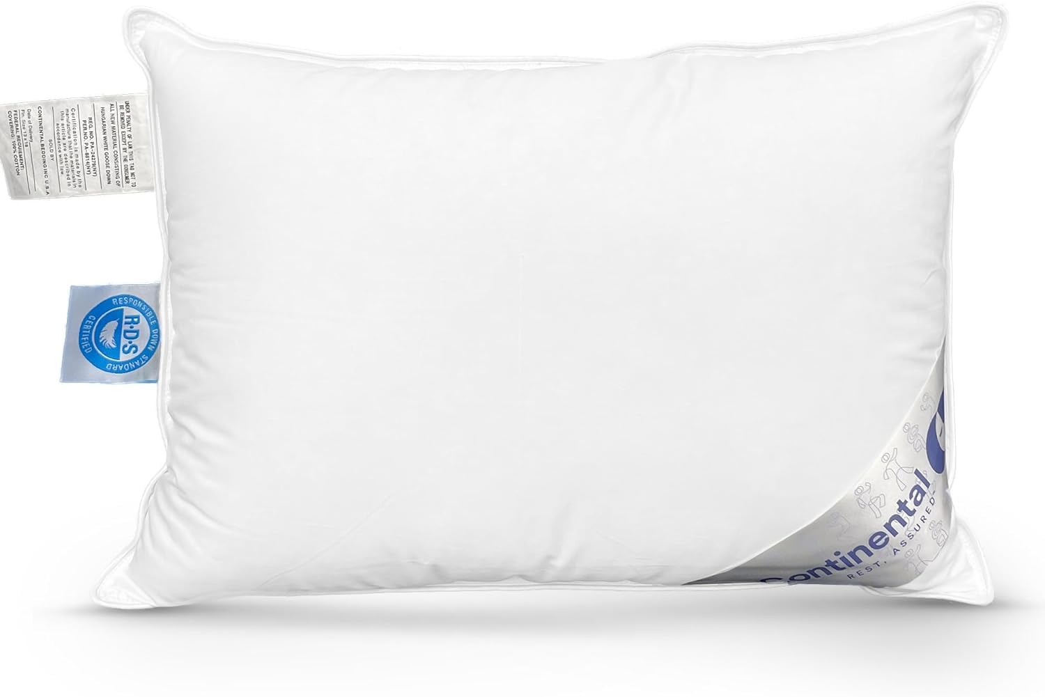 Continental Bedding Almohada 100% plumón de Ganso para niños de 13 x 18 Pulgadas, Potencia de Relleno 550 (13 x 18)