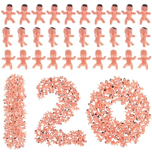 Blowata 120 PCS Plastic Babies for Games, 1 Inch Bulk Mini Babies Tiny Babies for King Cake Babies Ice Cube Game, Small Plastic Babies for My Water Broke Baby Shower Decorations