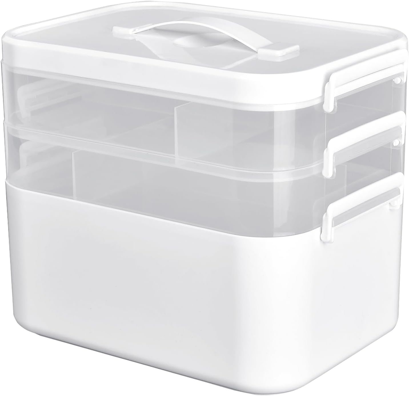 Product image of Medicine Storage Box, Large 3-Layer First Aid Boxes,Portable Medicine Boxes with Mini 6 Compartment,Household Medication Storage Box Medical Organiser for Home Office Car School (White)