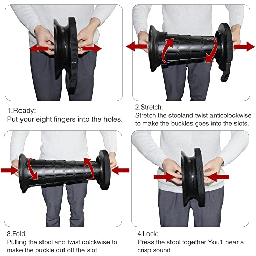 Image of ALEVMOOM Upgraded 20.4 inch Portable Collapsible Folding Stool with Cushion Retractable Telescoping Stool for Adults Sturdy Capacity 550lbs Camping Chair for Outdoor Hiking Garden BBQ with Bag