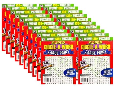 Idea Liftoff™ Super Circle-A-Word Large Print Puzzle Book 20 Pack – Bulk Large Print Circle Word Puzzle Books for Adults & Seniors – Brain Games for Classrooms, Senior Centers, Libraries & Gifts