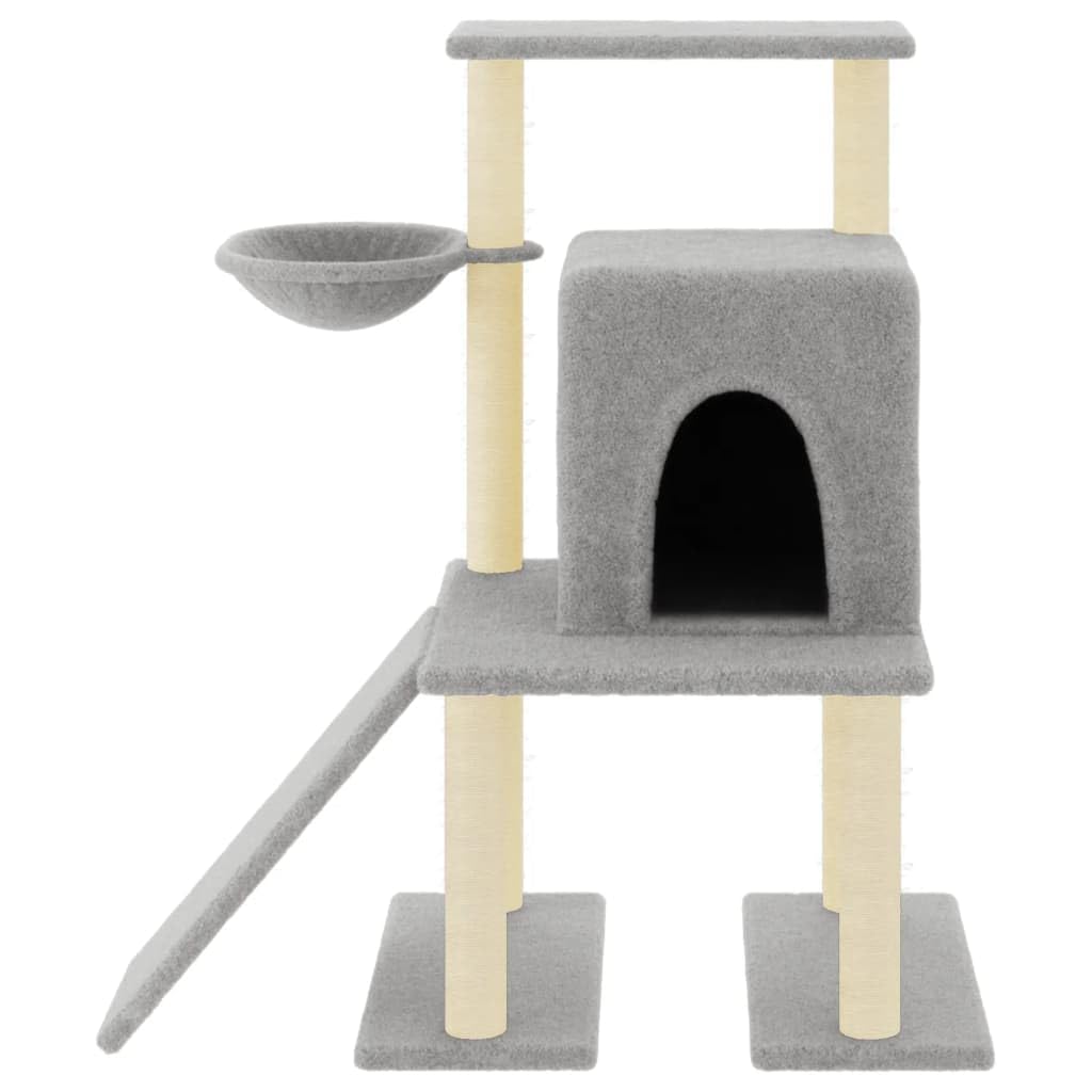 Tiragraffi per gatti con colonne tiragraffi in sisal e peluche, altezza 96,5 cm, albero da arrampicata con grotta, superficie di appoggio, amaca, mobili tiragraffi per soggiorno, torre da
