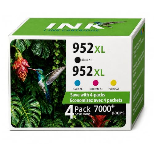 Image of Vitranythria Crystal & Co. 952XL Ink Cartridges Combo Pack Replacement for HP 952 XL Work for OfficeJet 8702 OfficeJet Pro 7720 7730 7740 8200 8210 8216 8218 8710 (4 Pack Cyan Magenta Yellow Black)