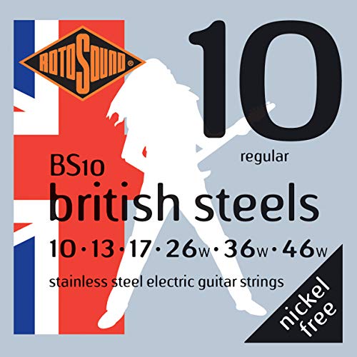 Rotosound British Steels Jeu de cordes pour guitare électrique Acier inoxydable Tirant regular (10 13 17 26 36 46… - Les Beatles, Paul McCartney, John Lennon, RIngo Starr, George Harrison Rotosound British Steels Jeu de cordes pour guitare électrique Acier inoxydable Tirant regular (10 13 17 26 36 46…