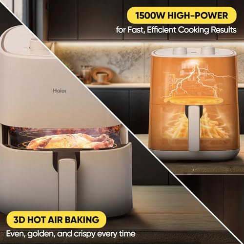 Image of Haier Air Fryer 5 Litre Manual Control 1500 Watts Powerful Heating 3D Hot Air Baking Technology 10 Preset Recipes Auto Shut off 2 Year Warranty HAF-M503I