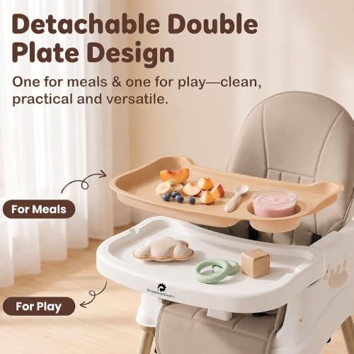 Image of StarAndDaisy High Chair for Baby /Baby Feeding Chair for 0 to 5 Years with 4 in-1 Multifunctions /High Chair with Wheels, Height Adjustable, Detachable Tray & 3-Point Safety Belt