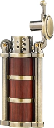Miniatura 3 de Caja de palisandro Estilo antiguo Gasolina Queroseno Soft Flame Cilindro Tipo Encendedor a prueba de viento (negro)
