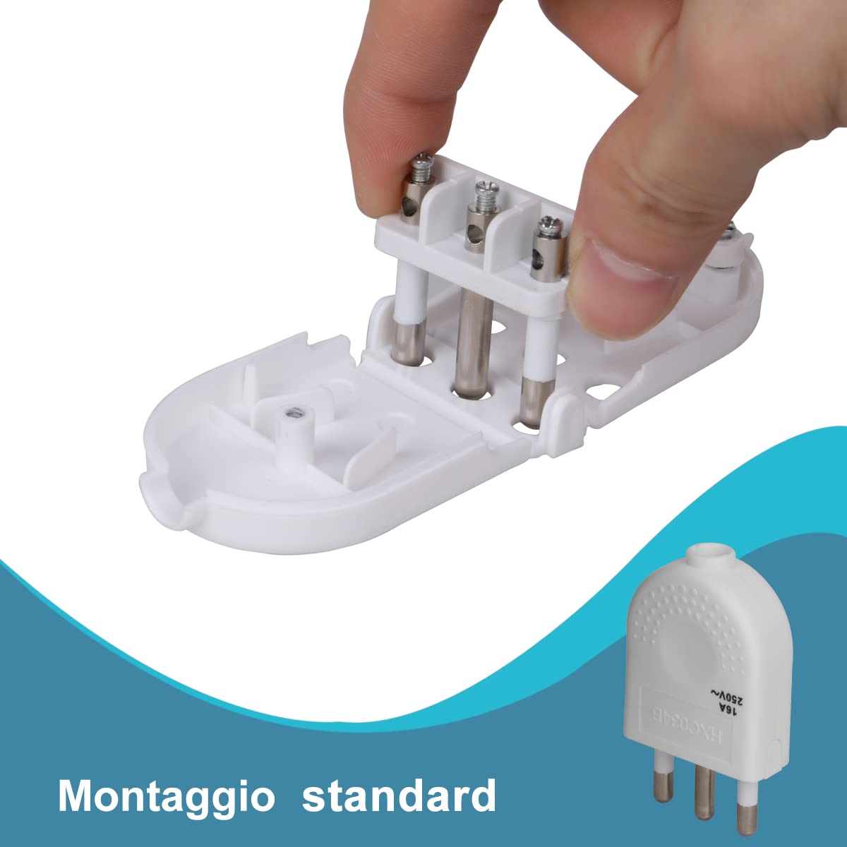 Spine Elettriche Salvaspazio Aunics 3 Pezzi | Spine Piatte Orientabili 16A Per Prese Italiane