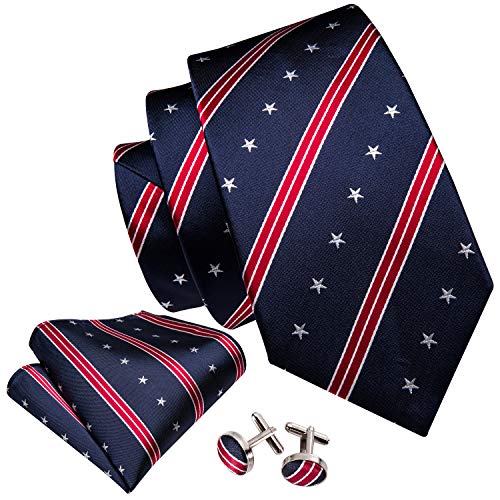 Image of Barry.Wang Fun Animal Ties for Men Designer Handkerchief Cufflink WOVEN Casual Necktie Set Festival