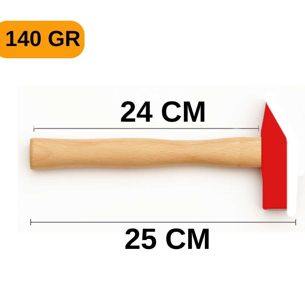 Beylini 140-200-300-500 Gram Profesyonel Ahşap Saplı Çift Taraf Çekiç Çelik Baş Ergonomik Çivi Çakma Ince Işçilik Dayanıklı (140 GR)