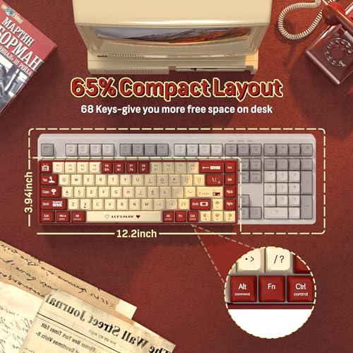 Image of AJAZZ AK680 65% Wired Hotswap Mechanical Gaming Keyboard, 68 Keys Portable Anti-Ghosting, Rainbow Lighting Programmable, EVA Sandwich, Ergonomic, Brown Switch for MAC /Win Red