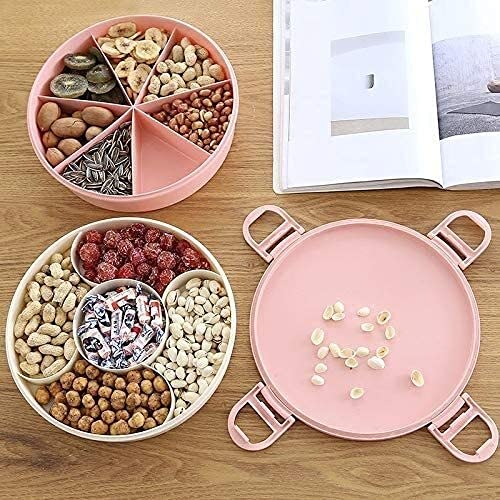 Caja de frutas secas Nueces Contenedor de almacenamiento de dulces Placas Bandeja de frutas secas de dos pisos con caja de dulces con tapa Sala de estar Snack Home Nuts Caja de semillas de melón Plato