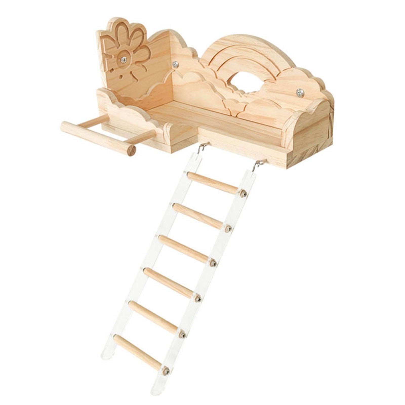 Bird Flat Perch Wooden Parrot Stand Chewing Stick Parrots Play Stand Parrot Ladder Perch for Cage for Pigeon Budgie Finches