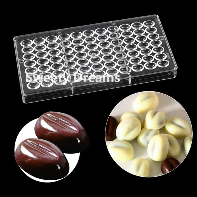 AE-RPO - 3D Coffee Beans Candy Mold Polycarbonate Chocolate Mould For Baking Pastry Bonbon Mould Confectionery Tool Bakeware (2086)